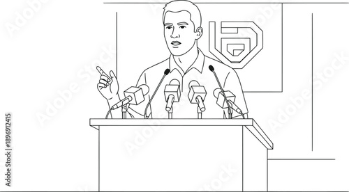 Man giving speech at press conference