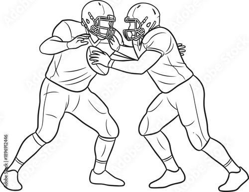 American football players engaged in physical confrontation