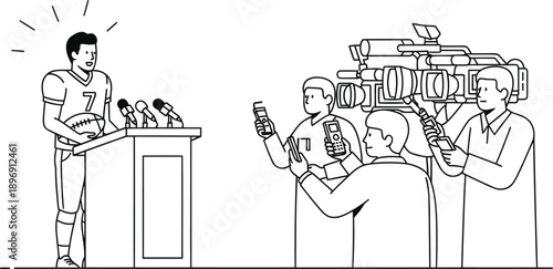 Football player giving press conference