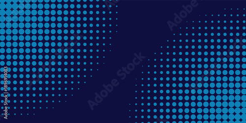 blue wavy halftone background. halftone noise gradient texture. Grunge dirty speckles and spots background. White and black faded sand grain wallpaper. Retro pixelated comic horizontal backdrop.