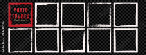 Wallpaper Mural White grunge frame borders collection. Square photo overlays with scratched edges. Retro templates for collage, posters. Torontodigital.ca