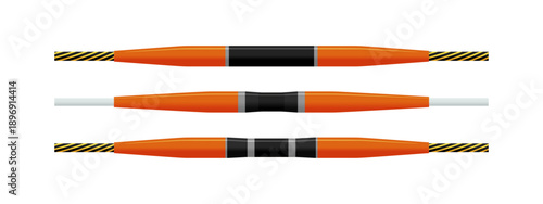 Submarine cable and joint box isolated on white. Vector illustration.