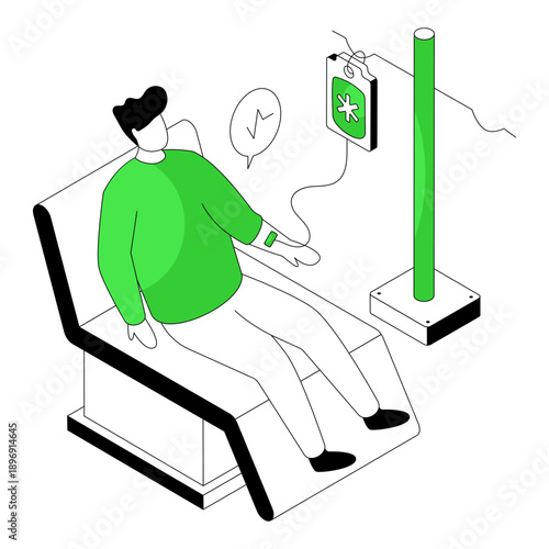 Conceptual flat isometric design illustration of iv drip