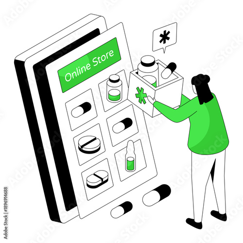 Premium download illustration of buy medicine online 