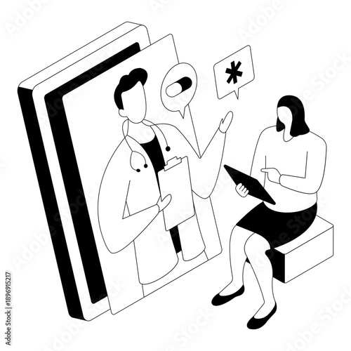 Trendy design illustration of online doctor consultation 
