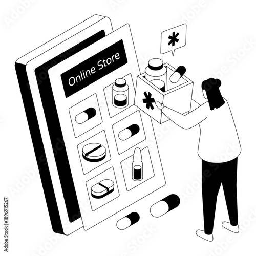 Premium download illustration of buy medicine online 