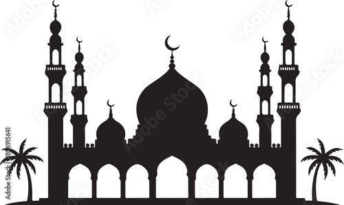 eid mobarak silhouette , Islamic architecture, mosque silhouette