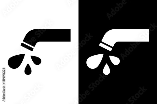 Water Tap Icon Collection, Bathroom Faucet Silhouette Set Minimal Flat Vector for Web and App Design