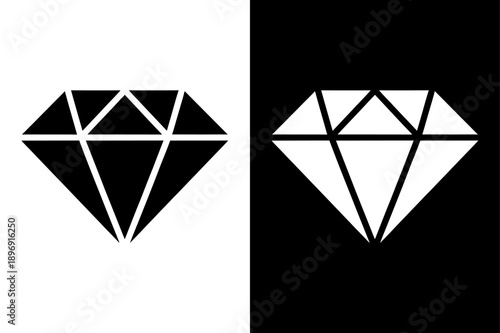 Vintage Diamond Glyph Icon, Minimal Crystal Gem Logo Vector Silhouette for Web, App, and Branding Design