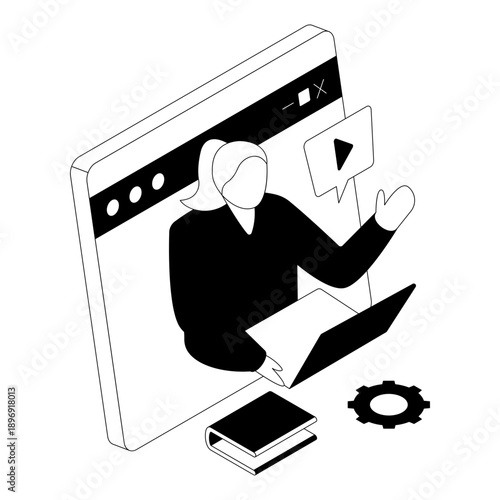 An illustration design of online lecture isolated on white background 