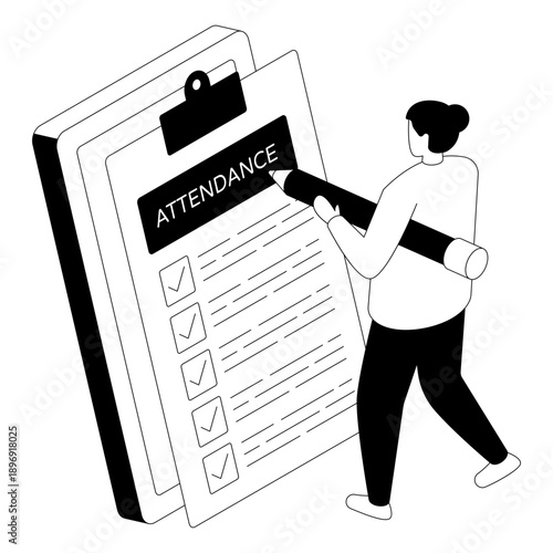 Conceptual glyph design illustration of attendance sheet 