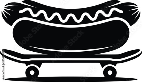 Hot Dog Skateboarding Fun Food Sport Silhouette