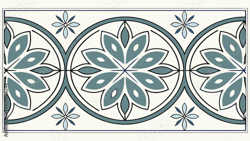 Elegant Teal and White Floral Tile Border Pattern for Bathroom Kitchen Wall Decor