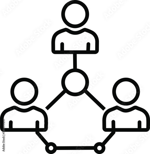 Business Teamwork Line Icon – User Group Collaboration Symbol.