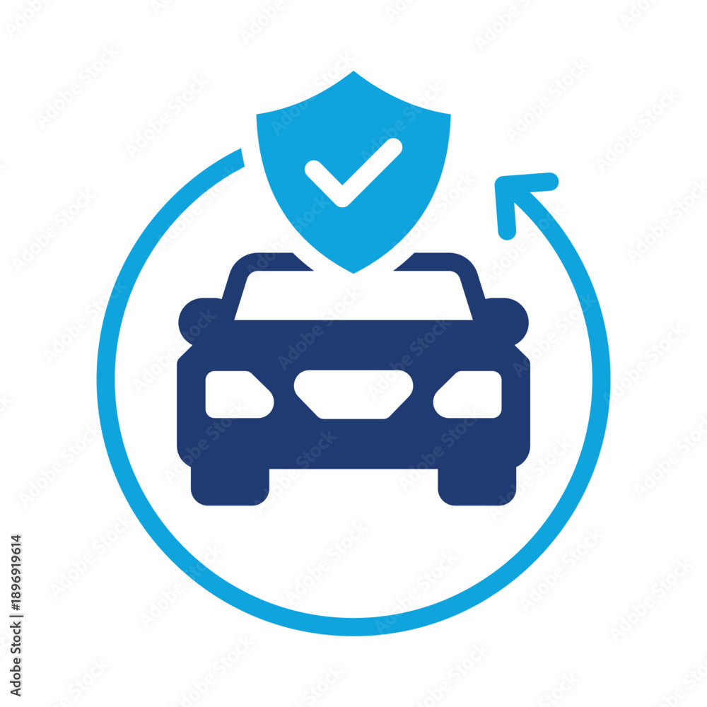 Ταπετσαρία Car insurance and protection concept with a shield and checkmark icon, symbolizing safety and continuous coverage for vehicles