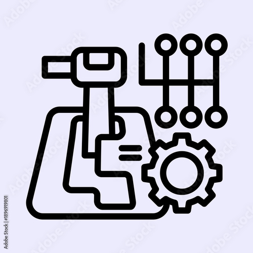An illustration depicting various car transmission components, including an automatic gear shifter, a manual shift pattern, and a mechanical gear cog.
