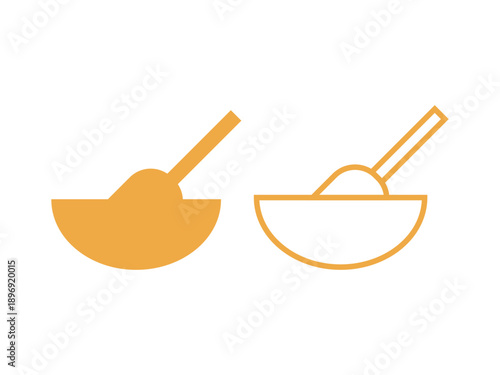 ボウルと泡立て器のアイコンのイラストのセット
