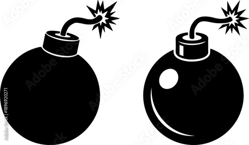 Pair of Cartoon Bomb Silhouette