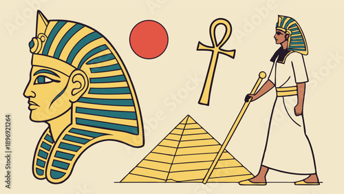 Ancient Egyptian Pharaoh Iconography for History Education Travel Web Design Cultural Presentation Graphics