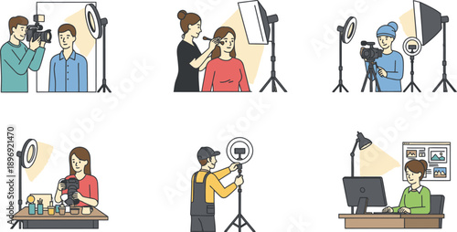 Creative Professionals Capturing Content In A Studio Setting With Modern Equipment