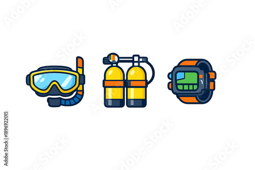 Scuba Diving Equipment Icons