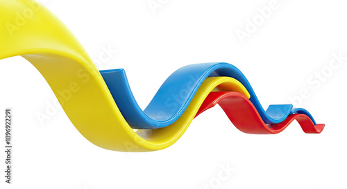 Abstract Wavy Ribbons in Primary Colors