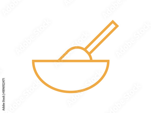 ボウルと泡立て器のアイコンの線画イラスト