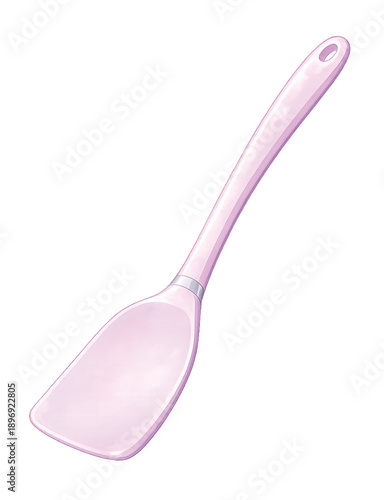 Cute Pastel Pink Spatula Watercolor Illustration Isolated on Transparent Background