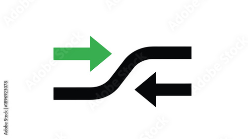 Two arrows one green and one black depicting opposing or reciprocal action

