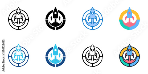 Startup Ecosystem icons set multiple style collection. Editable stroke 
