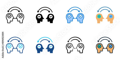 Knowledge Sharing icons set multiple style collection. Editable stroke 
