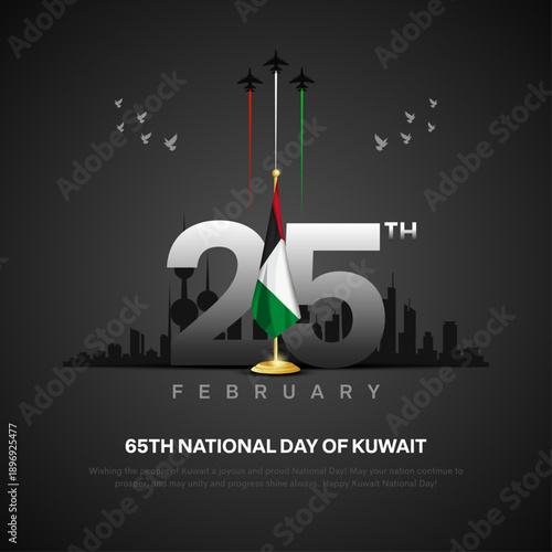 25th February celebrating 65th kuwait national day. Creative vector illustration design.