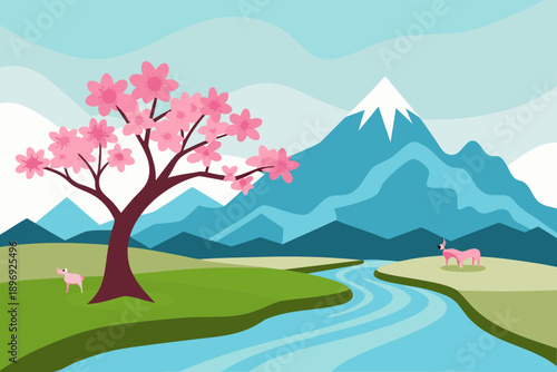 summer landscape with trees