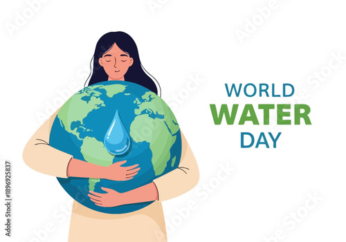 Woman embracing earth for world water day concept