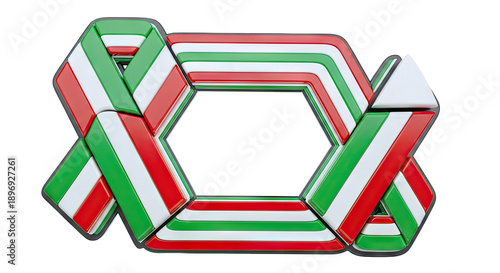 3D Rendering of a Hexagonal Ribbon in Italian Colors