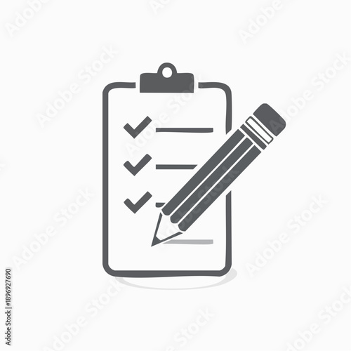 受験 合格 試験対策を表す鉛筆チェックのピクトグラム