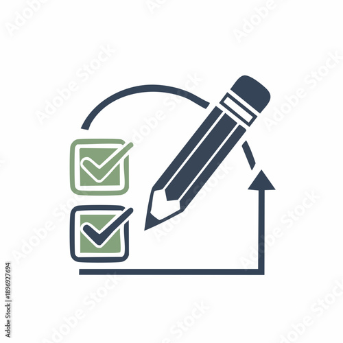 受験 合格 試験対策を表す鉛筆チェックのピクトグラム