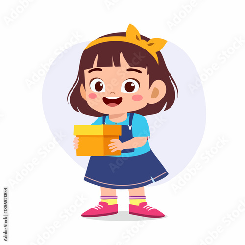 Cartoon Girl Holding Books and Wearing Crown.