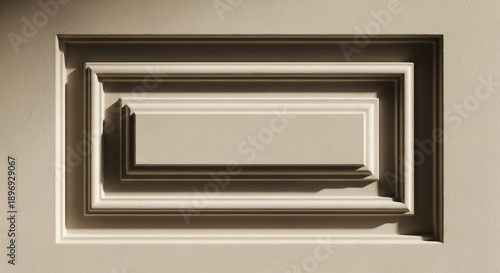 Rectangular Recessed Panel in Beige Wall.