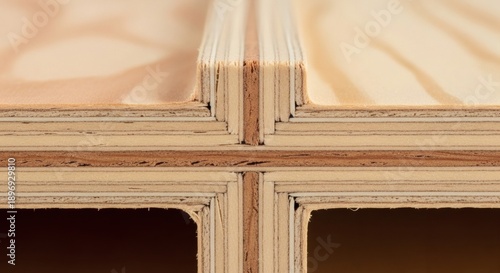 Stacked Wooden Planks with Crossed Layers.