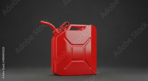 Red Jerry Can Fuel Container Isolated on Dark Background.
