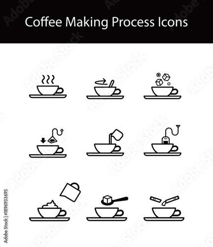Coffee Making Process Icons	
