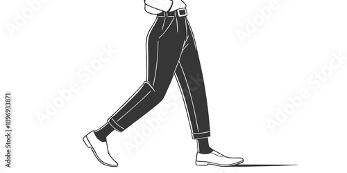 A person walking forward with confident stride in a simple illustration style