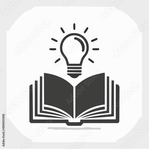 受験 勉強 ひらめきを表す本と電球のピクトグラム