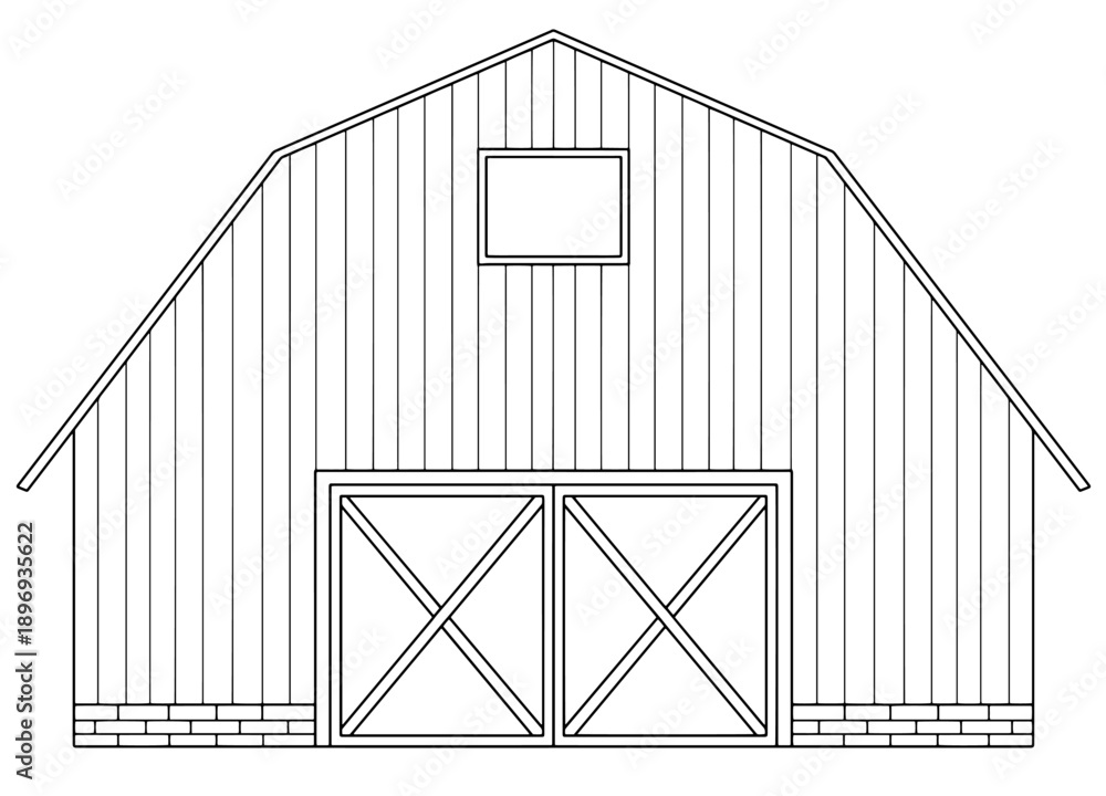 Obraz premium Barn building isolated graphic black white sketch illustration vector