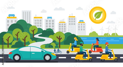 Sustainable Transportation and Eco-Friendly Vehicles on the Road.