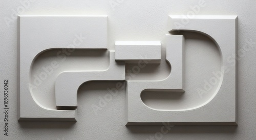 White 3D Linked Blocks on Gray Background.