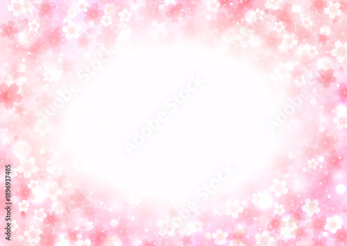 キラキラ優しく輝く桜の花 背景 フレーム