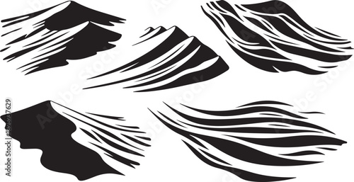 Abstract Black and White Brush Stroke Art Design Elements