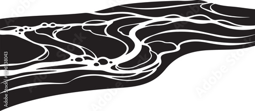 Abstract black and white swirling liquid art design element